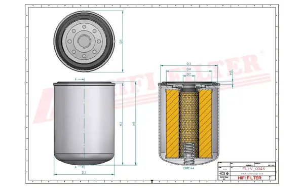 Rysunek wymiarowy Filtr oleju SO 6173