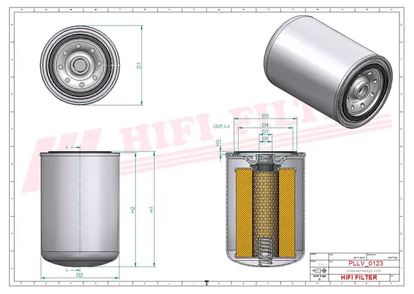 Rysunek wymiarowy Filtr oleju SO 6204