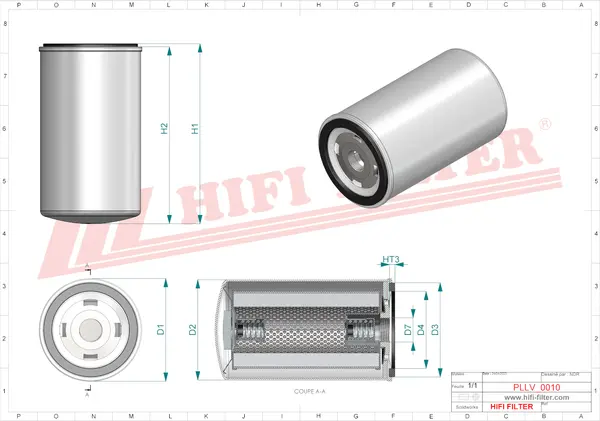 Rysunek wymiarowy Filtr oleju SO 6240