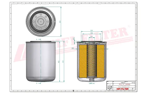 Rysunek wymiarowy Filtr oleju SO 6315