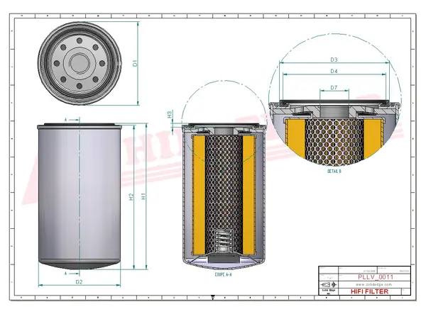 Rysunek wymiarowy Filtr oleju SO 6500