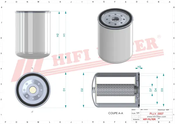 Rysunek wymiarowy Filtr oleju SO 653