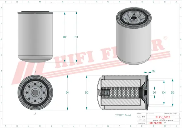 Rysunek wymiarowy Filtr oleju SO 673