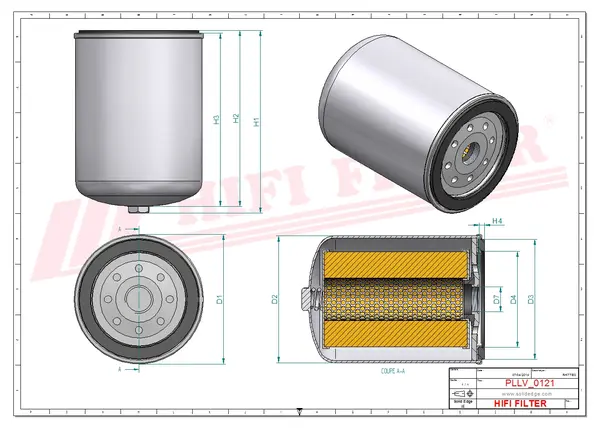 Rysunek wymiarowy Filtr oleju SO 6739 F