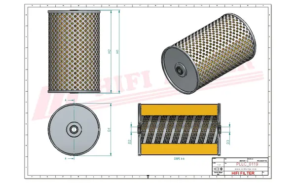 Rysunek wymiarowy Filtr oleju SO 7007