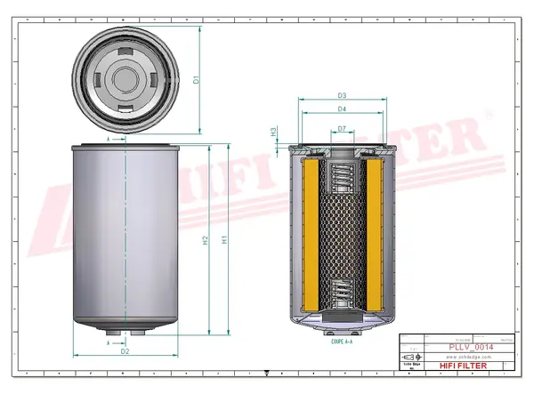 Rysunek wymiarowy Filtr oleju SO 7029