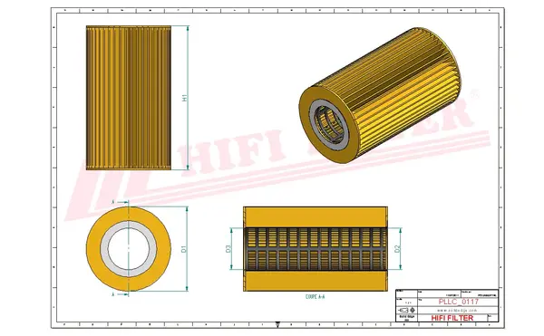 Rysunek wymiarowy Filtr oleju SO 7034
