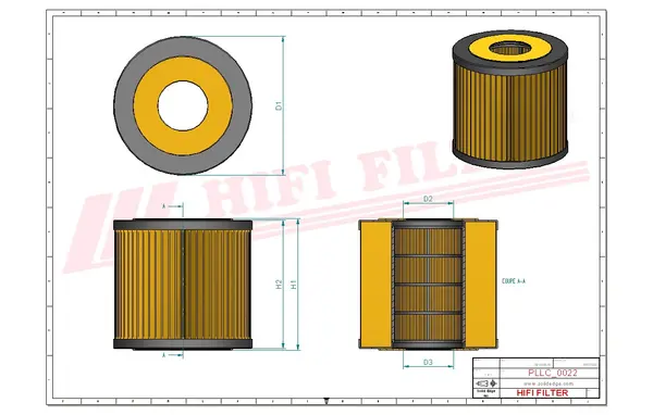 Rysunek wymiarowy Filtr oleju SO 7035