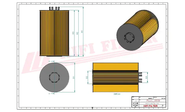 Rysunek wymiarowy Filtr oleju SO 7045