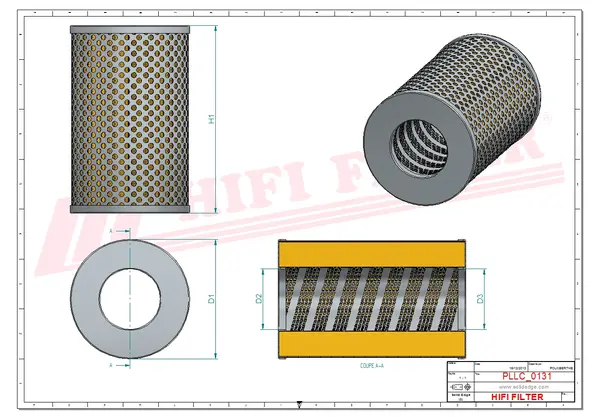 Rysunek wymiarowy Filtr oleju SO 7087