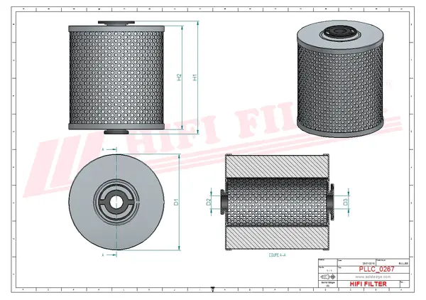 Rysunek wymiarowy Filtr oleju SO 7106