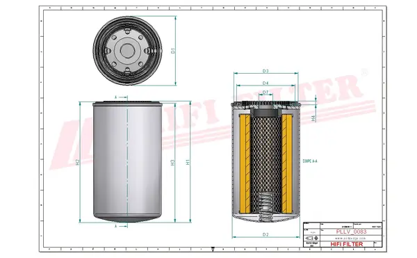 Rysunek wymiarowy Filtr oleju SO 7118