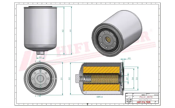 Rysunek wymiarowy Filtr oleju SO 7129