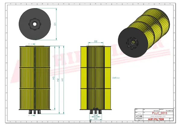 Rysunek wymiarowy Filtr oleju SO 7238
