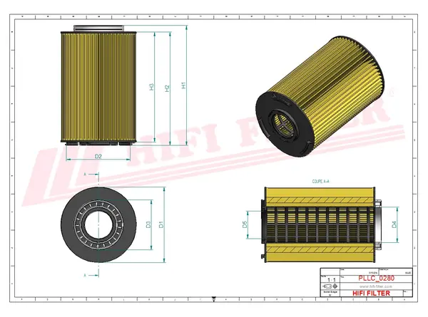 Rysunek wymiarowy Filtr oleju SO 7255