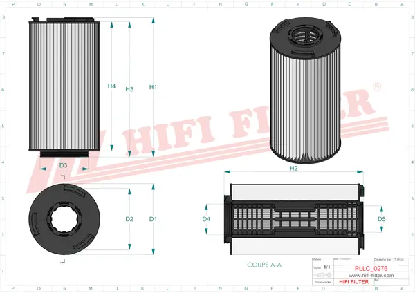 Rysunek wymiarowy Filtr oleju SO 7270