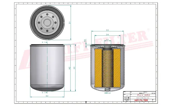 Rysunek wymiarowy Filtr oleju SO 780