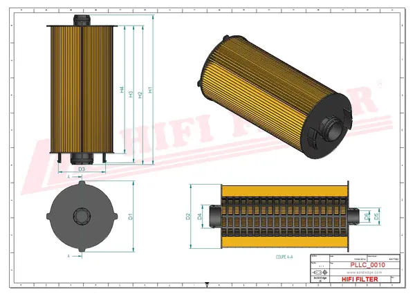 Rysunek wymiarowy Filtr oleju SO 8034