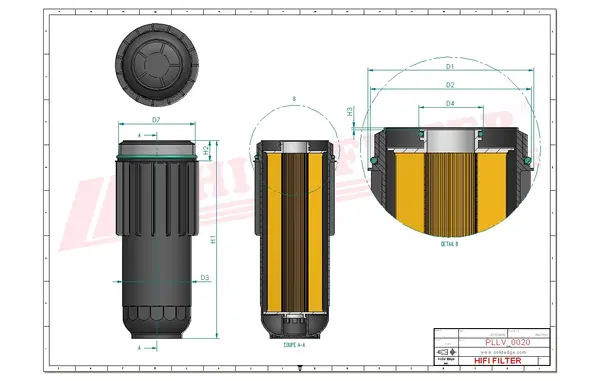 Rysunek wymiarowy Filtr oleju SO 8036
