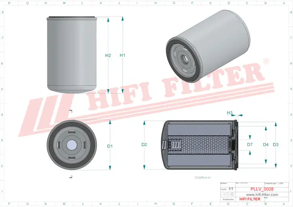 Rysunek wymiarowy Filtr oleju SO 8149