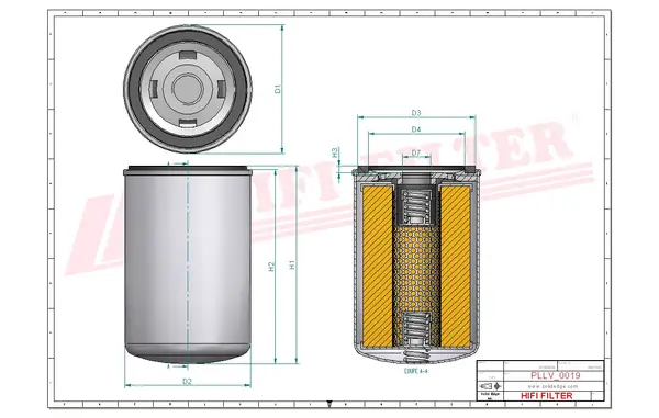 Rysunek wymiarowy Filtr oleju SO 8550