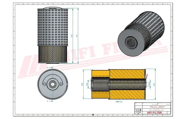 Rysunek wymiarowy Filtr oleju SO 941