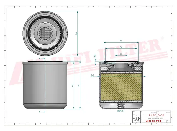 Rysunek wymiarowy Filtr osuszajacy TB 1374 T