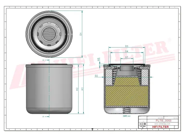 Rysunek wymiarowy Filtr osuszajacy TB 1390