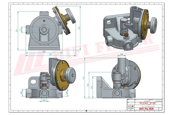Rysunek wymiarowy Filtr paliwa akcesoria glowica filtra MO 2615