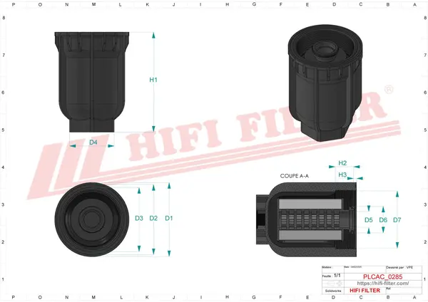 Rysunek wymiarowy Filtr paliwa KD 70517