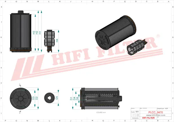 Rysunek wymiarowy Filtr paliwa KN 70532
