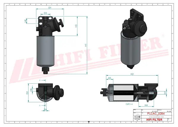 Rysunek wymiarowy Filtr paliwa kompletny MO 1029