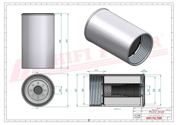 Rysunek wymiarowy Filtr paliwa kompletny z separatorem SN 25153