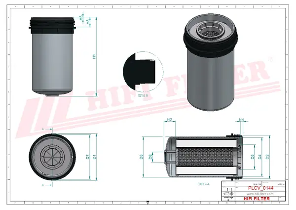 Rysunek wymiarowy Filtr paliwa kompletny z separatorem SN 40670