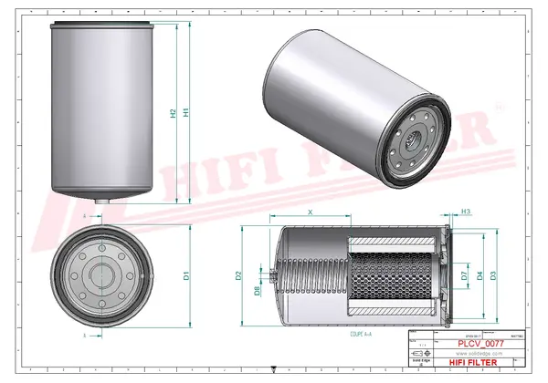 Rysunek wymiarowy Filtr paliwa kompletny z separatorem SN 40682