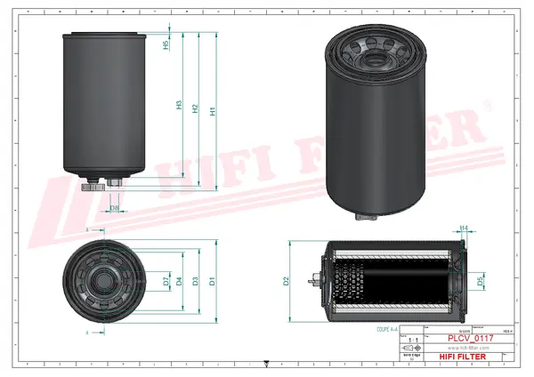 Rysunek wymiarowy Filtr paliwa kompletny z separatorem SN 40728
