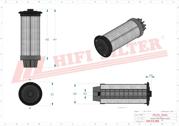 Rysunek wymiarowy Filtr paliwa kompletny z separatorem SN 40879