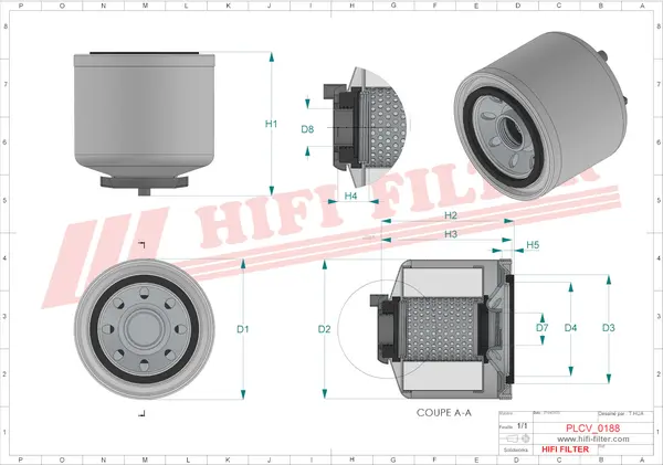 Rysunek wymiarowy Filtr paliwa kompletny z separatorem SN 40899