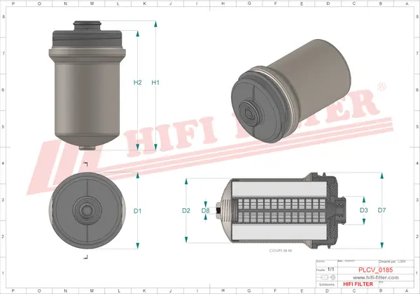 Rysunek wymiarowy Filtr paliwa kompletny z separatorem SN 40901