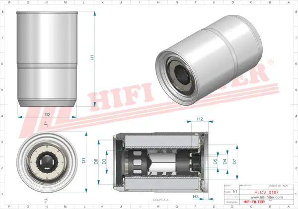 Rysunek wymiarowy Filtr paliwa kompletny z separatorem SN 40922