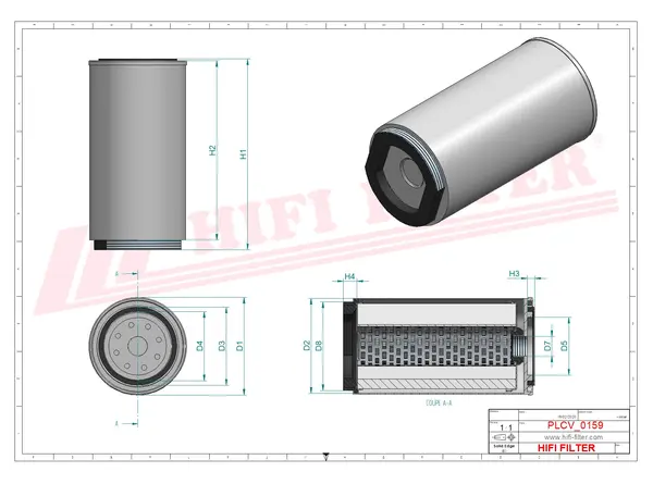 Rysunek wymiarowy Filtr paliwa kompletny z separatorem SN 912230