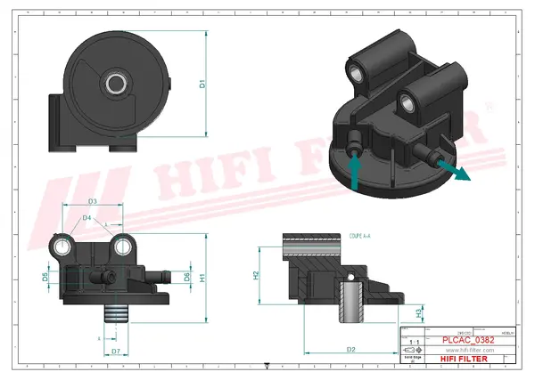 Rysunek wymiarowy Filtr paliwa MO 2601