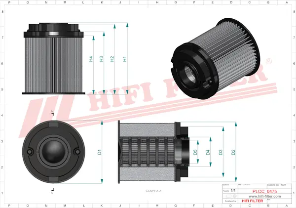 Rysunek wymiarowy Filtr paliwa SD 70548