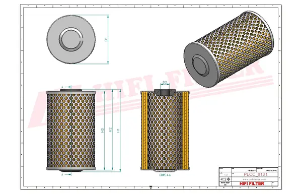 Rysunek wymiarowy Filtr paliwa SN 010
