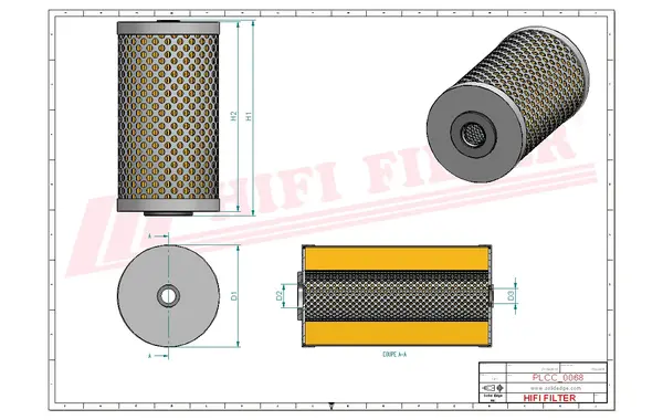 Rysunek wymiarowy Filtr paliwa SN 037