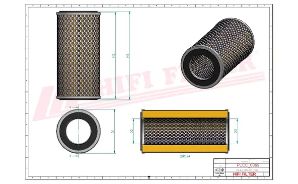 Rysunek wymiarowy Filtr paliwa SN 045
