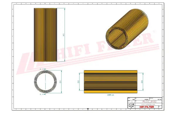 Rysunek wymiarowy Filtr paliwa SN 046