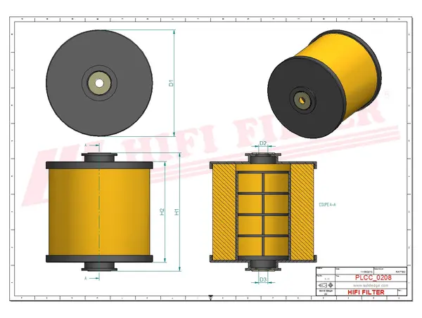 Rysunek wymiarowy Filtr paliwa SN 066