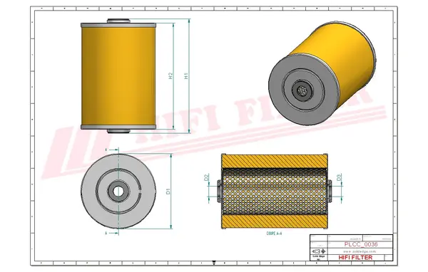 Rysunek wymiarowy Filtr paliwa SN 097