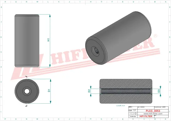 Rysunek wymiarowy Filtr paliwa SN 106 A